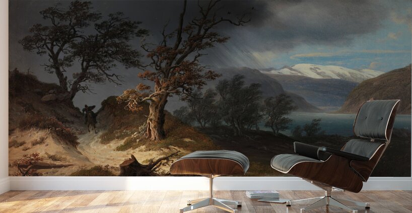 Stormy Landscape with a Rider [1835] by Thomas Fearnley [1802–1842] Wall Murals