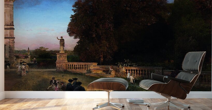 In the Park of the Villa Borghese [1886] by Oswald Achenbach [1827–1905] Wall Murals