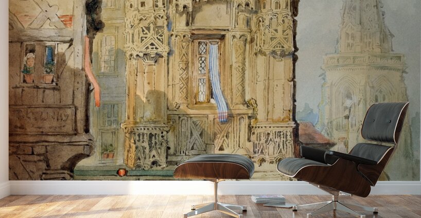 Marketplace at Bruges by Samuel Prout [1783–1852] Wall Murals