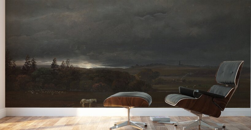 Fields near Dresden with a white Horse [1819] by Johan Christian Dahl [1788–1857] Wall Murals