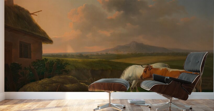 Pferd und Kuh im Wirtschaftshof [1832] by Alexander Johann Dallinger von Dalling [1783–1844] Wall Murals