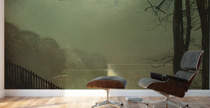 Moonlight on the lake. Roundhay Park. Leeds by John Atkinson Grimshaw [1836–1893] Wall Murals