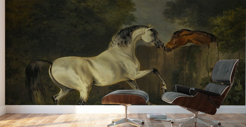 Two Horses By A Fence [1782] by Sawrey Gilpin [1733–1807] Wall Murals