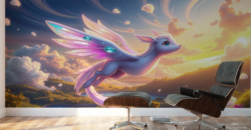 Image of an angel with the shape of a horse but an angel that flies Wall Murals