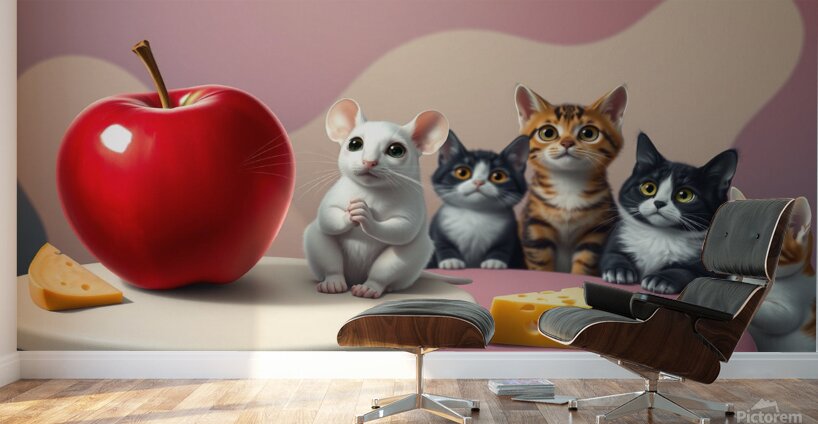 A White Mouse Eating A Medium KUCIu Wall Murals