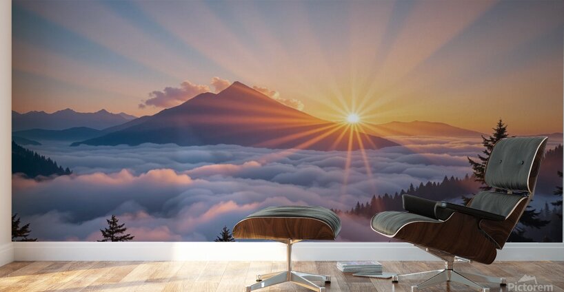 golden sunrise Wall Murals