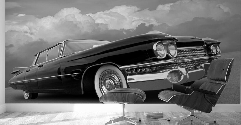 1959 Cadillac Sedan de Ville in Black and White Wall Murals