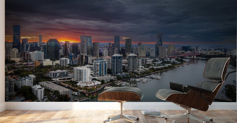 Brisbane River Sunset Wall Murals