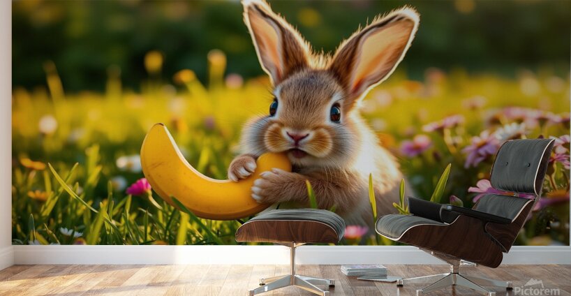  The rabbit eats bananas Wall Murals