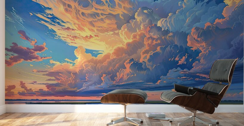 Celestial River Sunset H3N9P 51 Wall Murals