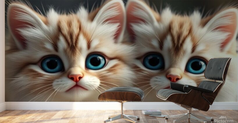  Two Enchanting Cats With Striking Blue eyes Wall Murals