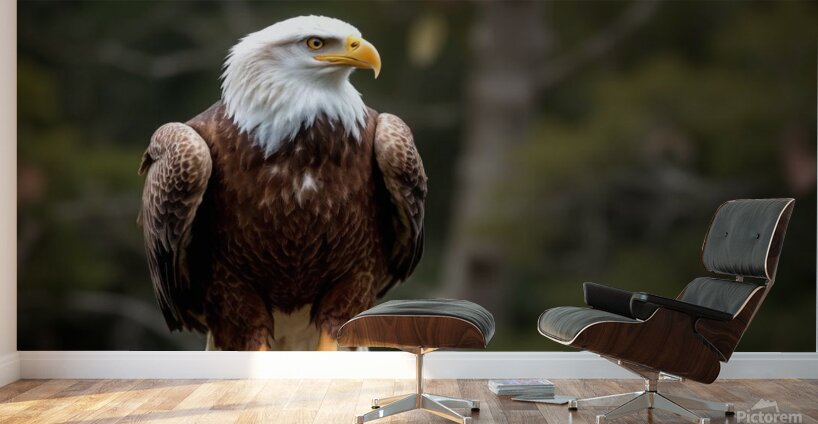 Majestic bald eagle perched gracefully on a branch Wall Murals