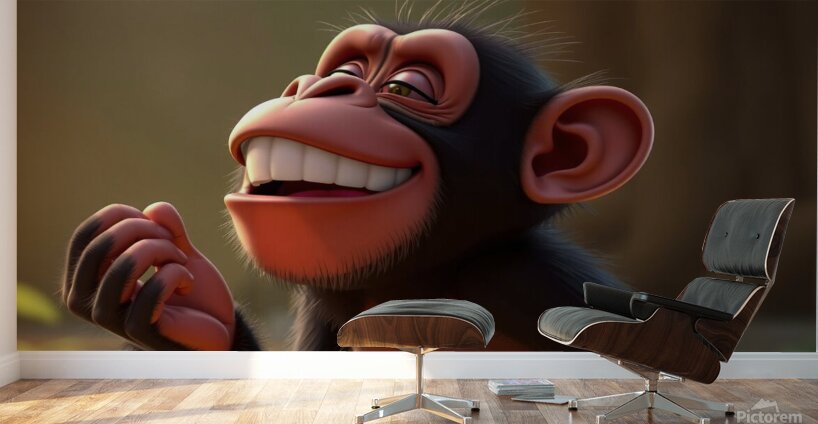 The Laughing Chimpanzee Wall Murals