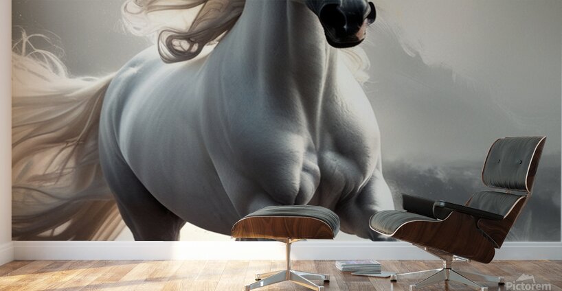 Majestic White Stallion in a Dreamy Realm Wall Murals