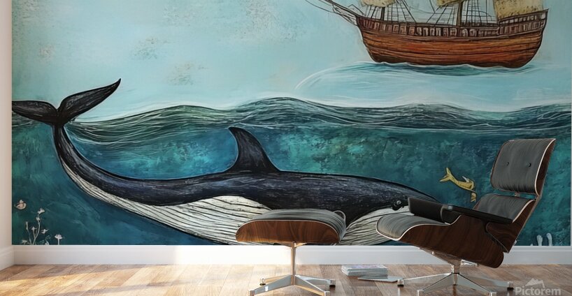 ship whale ocean sea nature Wall Murals