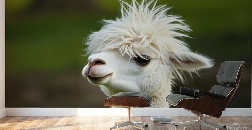 Alpaca with a Funky Hairstyle Wall Murals