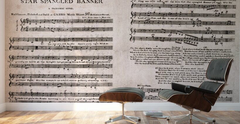 1814 Earliest Published Sheet Music for The Star-Spangled Banner by Francis Scott Key – Original Patriotic Publication Reflecting the War of 1812 Early American Music History and the Origins of the National Anthem Wall Murals