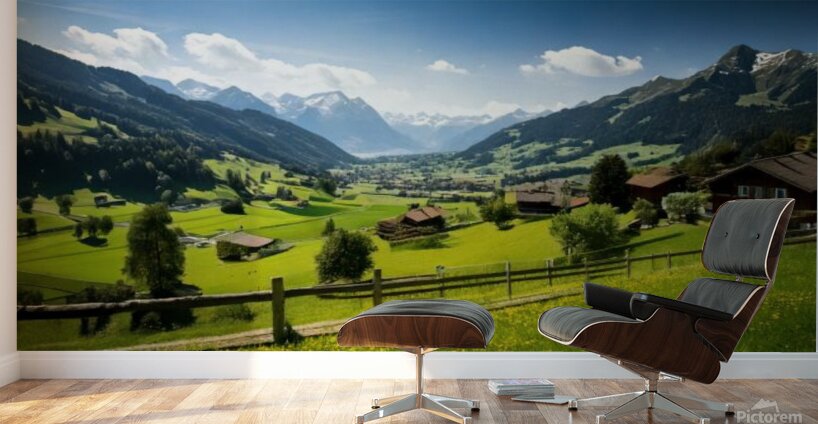  Stunning mural featuring the breathtaking beauty of the Swiss Alps Wall Murals