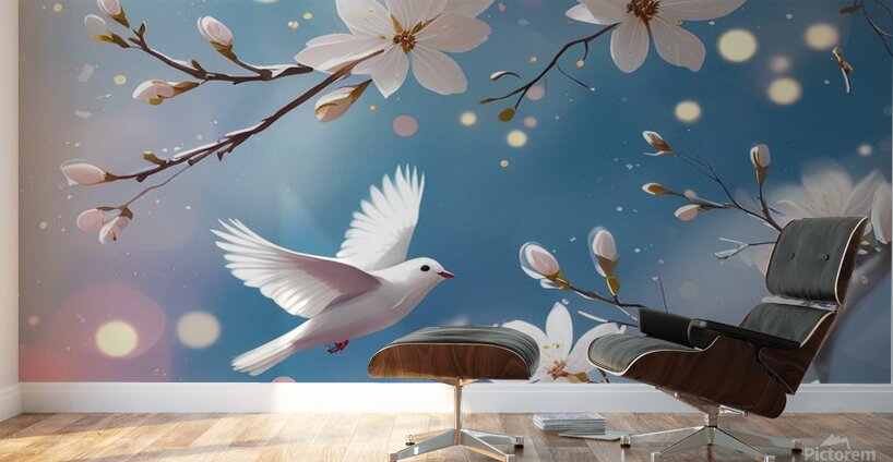 Peaceful Flight in Bloom Wall Murals