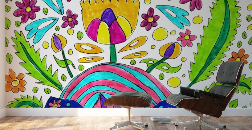 Abstract Vibrant Florals Wall Murals