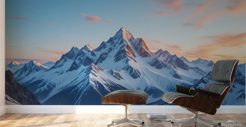 Bright snow sunset Wall Murals