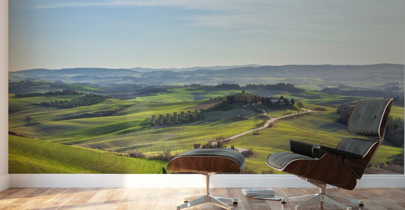 Rural landscape at sunset in the Crete Senesi. Tuscany Italy Wall Murals
