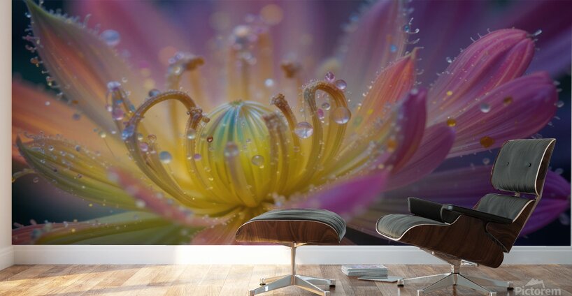 Ephemeral Dew: A Moment of Floral Beauty Wall Murals