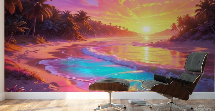 Tropical sunset magic Wall Murals