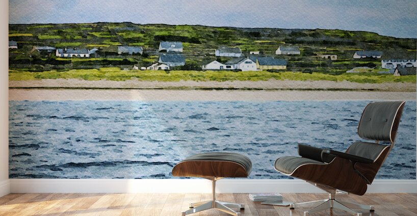Watercolor landscape of Inishmore on the Aran Islands in Ireland Wall Murals