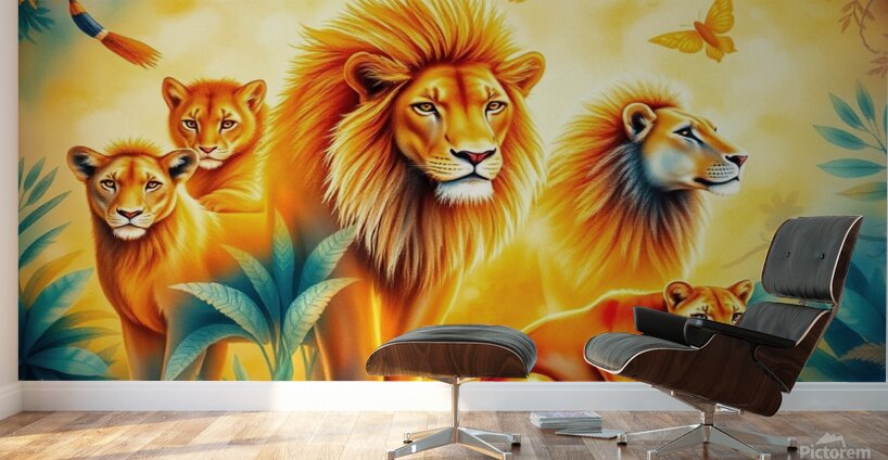 A vibrant watercolor painting depicting a group o Wall Murals
