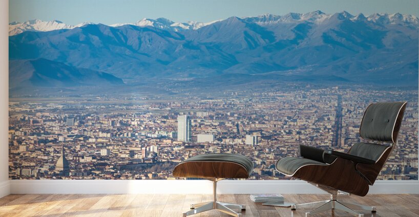Turin Italy   panoramic view with Alps and blue sky Wall Murals