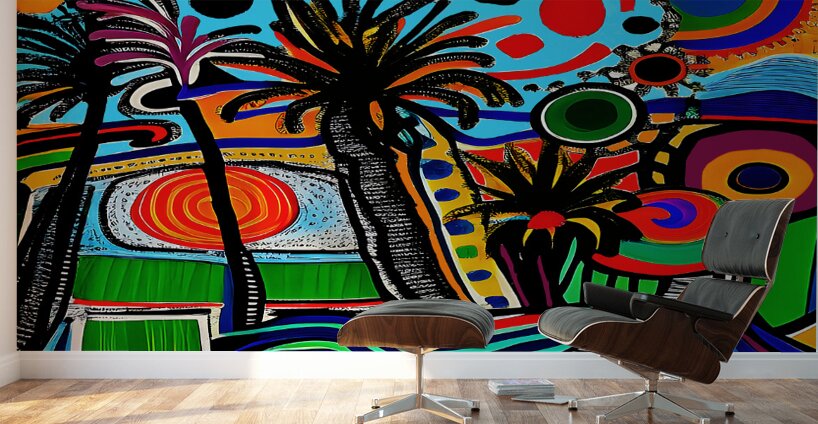 Palm City Blue Signed Wall Murals