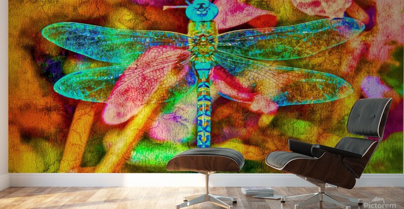 blue dragonfly floating Wall Murals