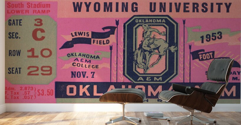 1953 Wyoming vs. Oklahoma A&M Football Ticket Wall Murals