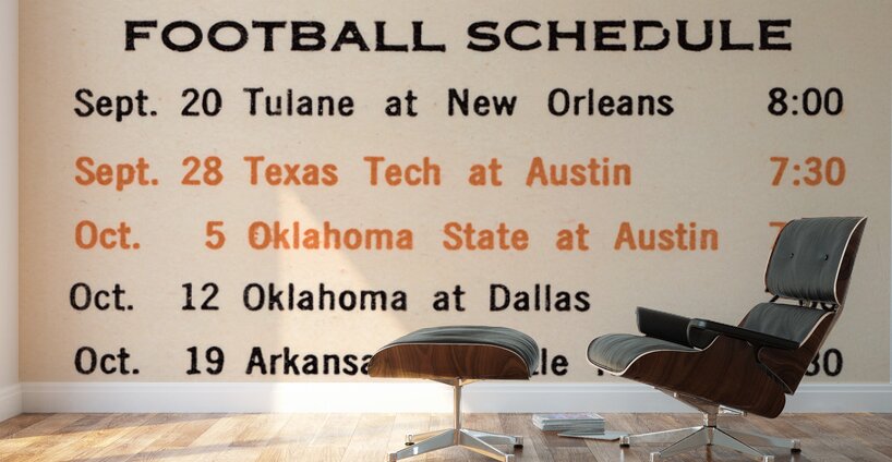 1963 Texas Longhorns Football Schedule Wall Art Wall Murals