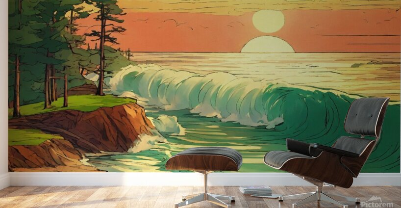 Tropical Paradise | Sketch-Style Beach Illustration Wall Murals