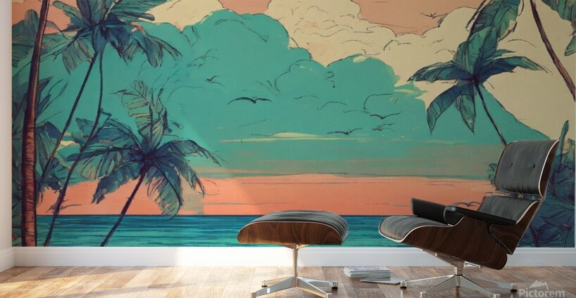 Boho Beach Aesthetic | Handcrafted Tropical Art Wall Murals