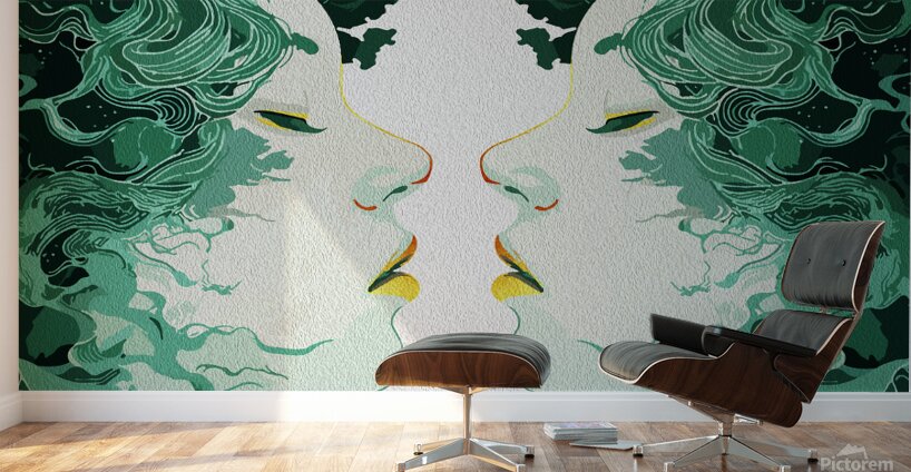 Ethereal Duality – Surreal Mirror Reflection Wall Murals