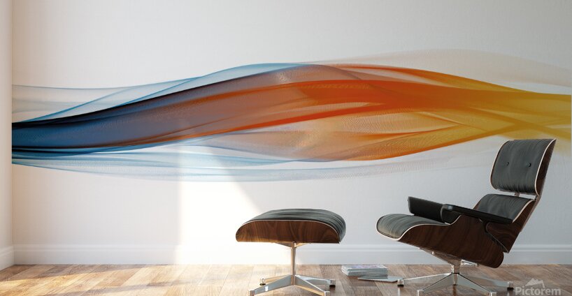 Coloured waves on a white background Wall Murals