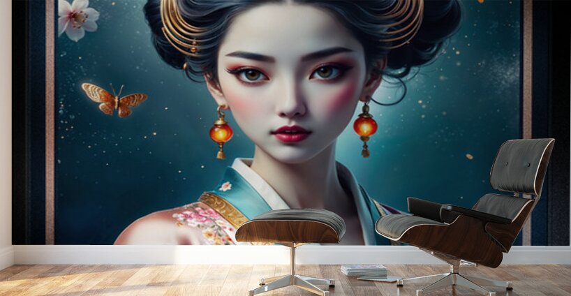 The Essence of Elegance Timeless Portrait of Aiko Nishikawa Captivating AI Concept Art by Xzendor7 Wall Murals