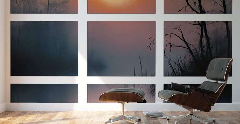 BLURRED MOON    9 PANEL WINDOW FRAMED Wall Murals
