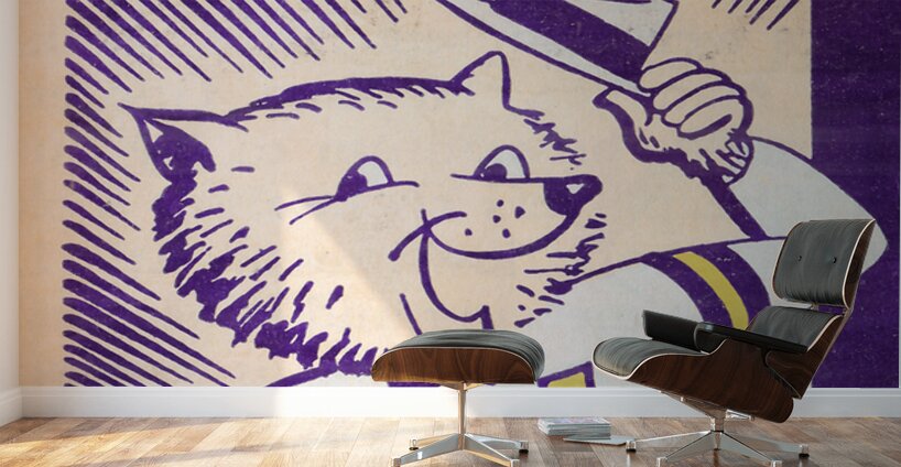 1950s Washington Husky Cartoon Art Wall Murals