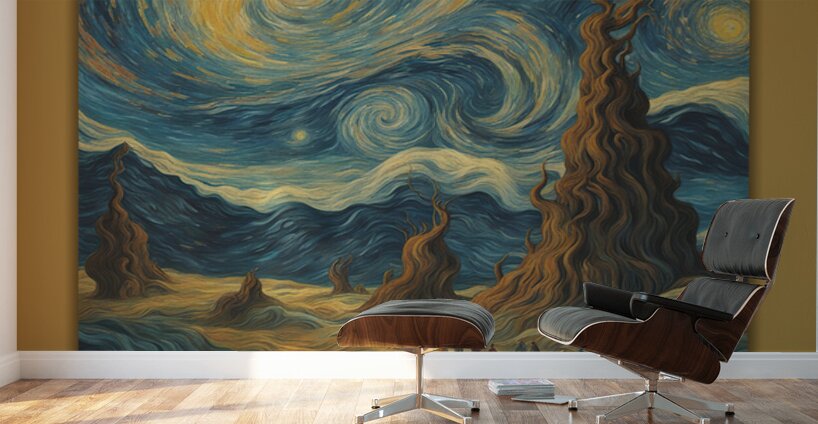 GOGHING DOWN THE ROAD GOLD Wall Murals