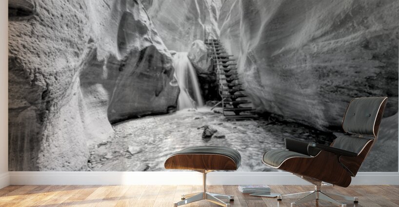 Glowing Kanarra Falls Staircase Grayscale Wall Murals