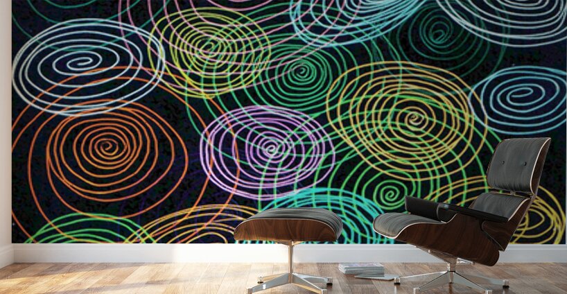 Abstract Colourful Spirals Wall Murals