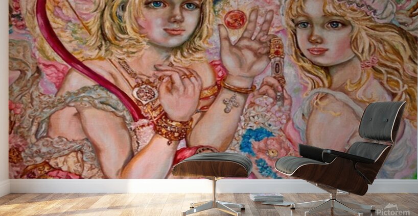 Yumi Sugai. Angel and moon goddess.  Wall Murals