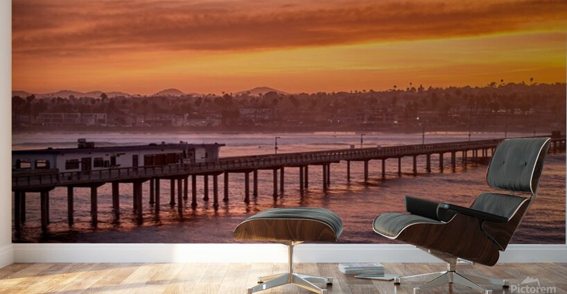 Ocean Beach Pier Golden Sunrise Wall Murals