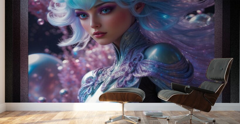 Glowing Realm Of The Bioluminescent World Of Laitheria Gorgeous AI Concept Art by Xzendor7 Wall Murals