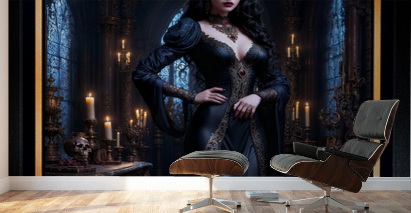 A Stunning Gothic Vision Of The Obsidian Empress Gorgeous AI Concept Art by Xzendor7 Wall Murals