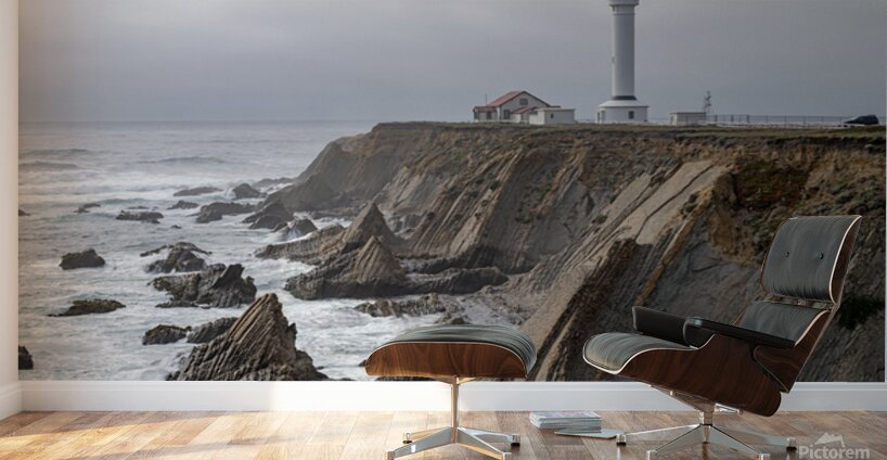 Point Arena Lighthouse with dramatic rocks Wall Murals